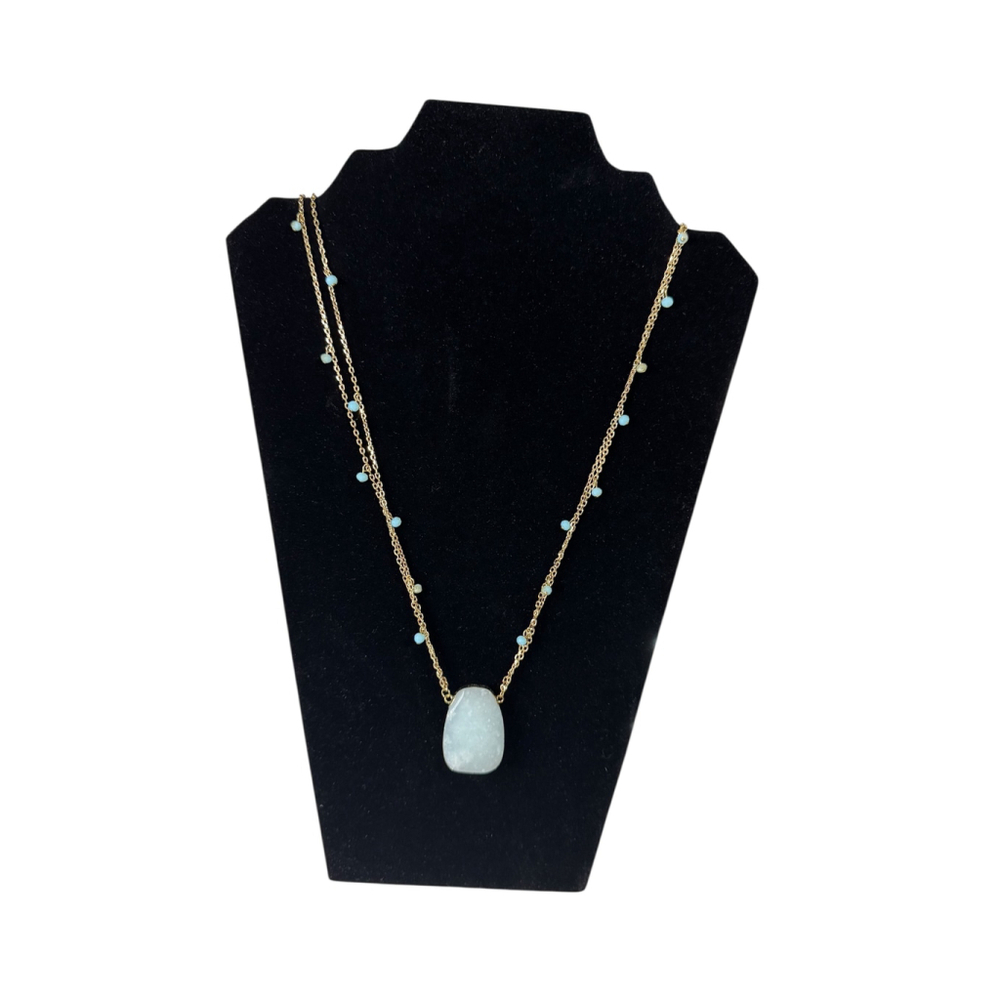 Linda by Louis Dell’Olio Gold Chain Aqua Stone Beaded Necklace